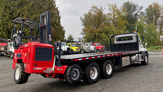 Moffett M8 55.3-10 NX Forklift and Freightliner Truck Work-Ready Package